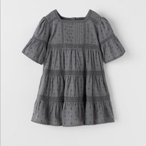 Zara Ruffle Sleeve Lace Dotted Mesh Dress 12-18M